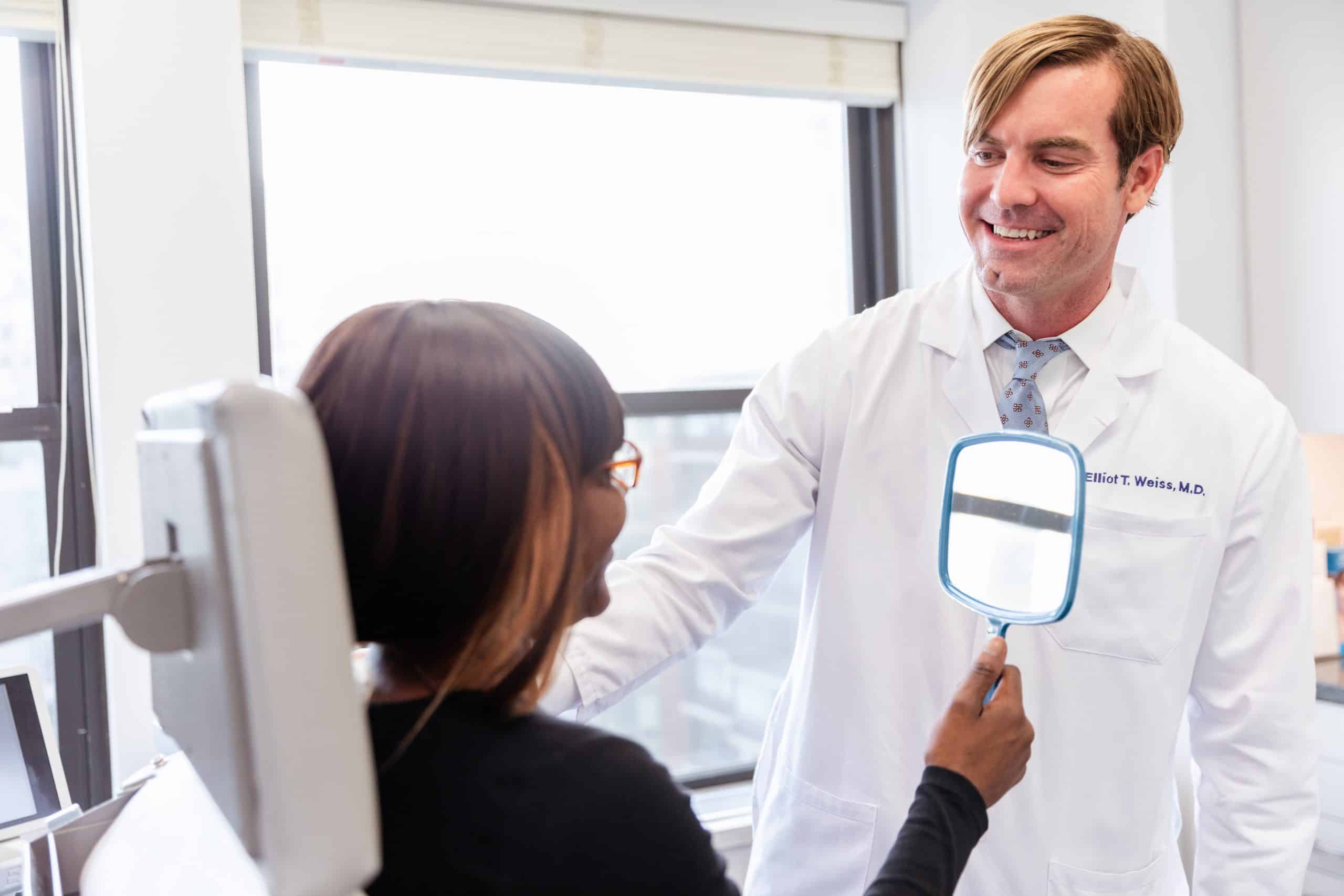 Dr_Weiss_Consult_Female_Skin_New_York_NYC_13495 gentlewaves patient reviewing results