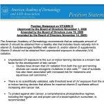 American Academy of Dermatology on Vitamin D