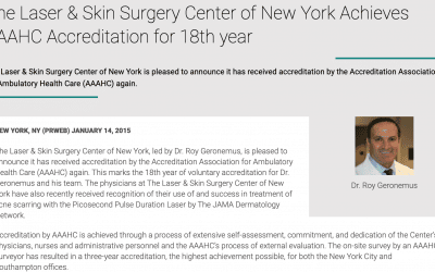 The Laser & Skin Surgery Center of New York Achieves AAAHC Accreditation for 18th year!