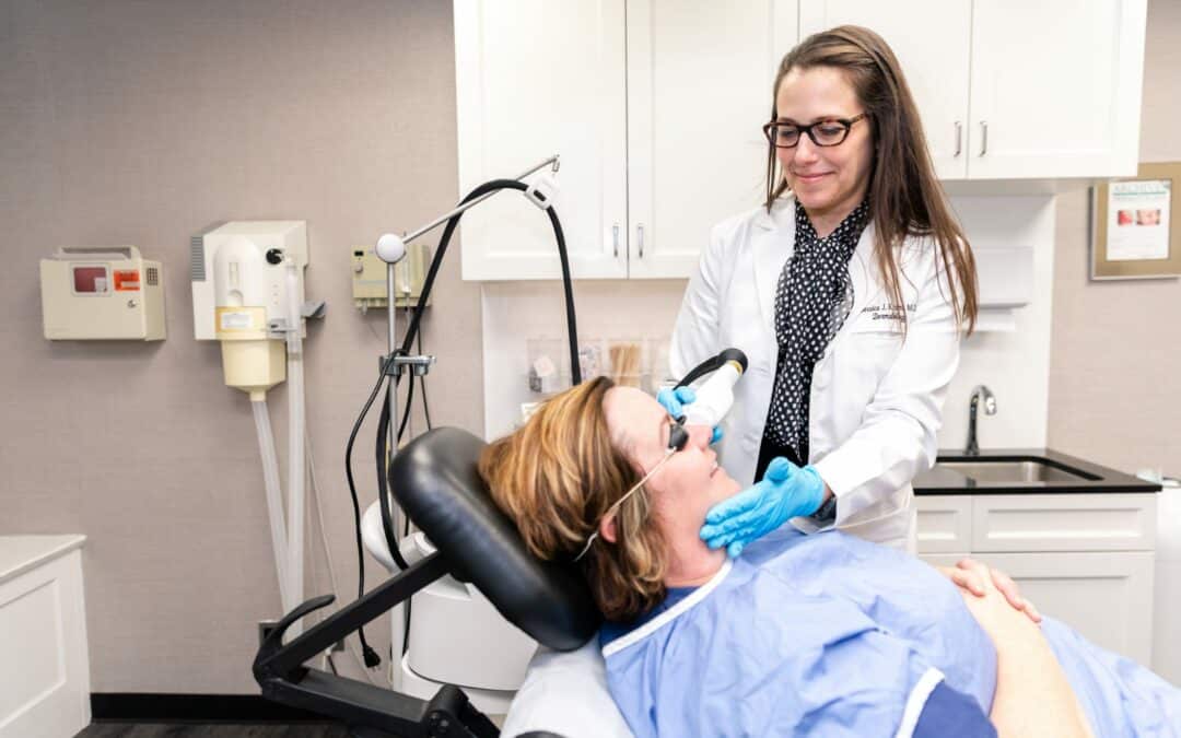 Image showing dermatologist, Dr.Krant giving laser treatment to one of her patients, New York, NY