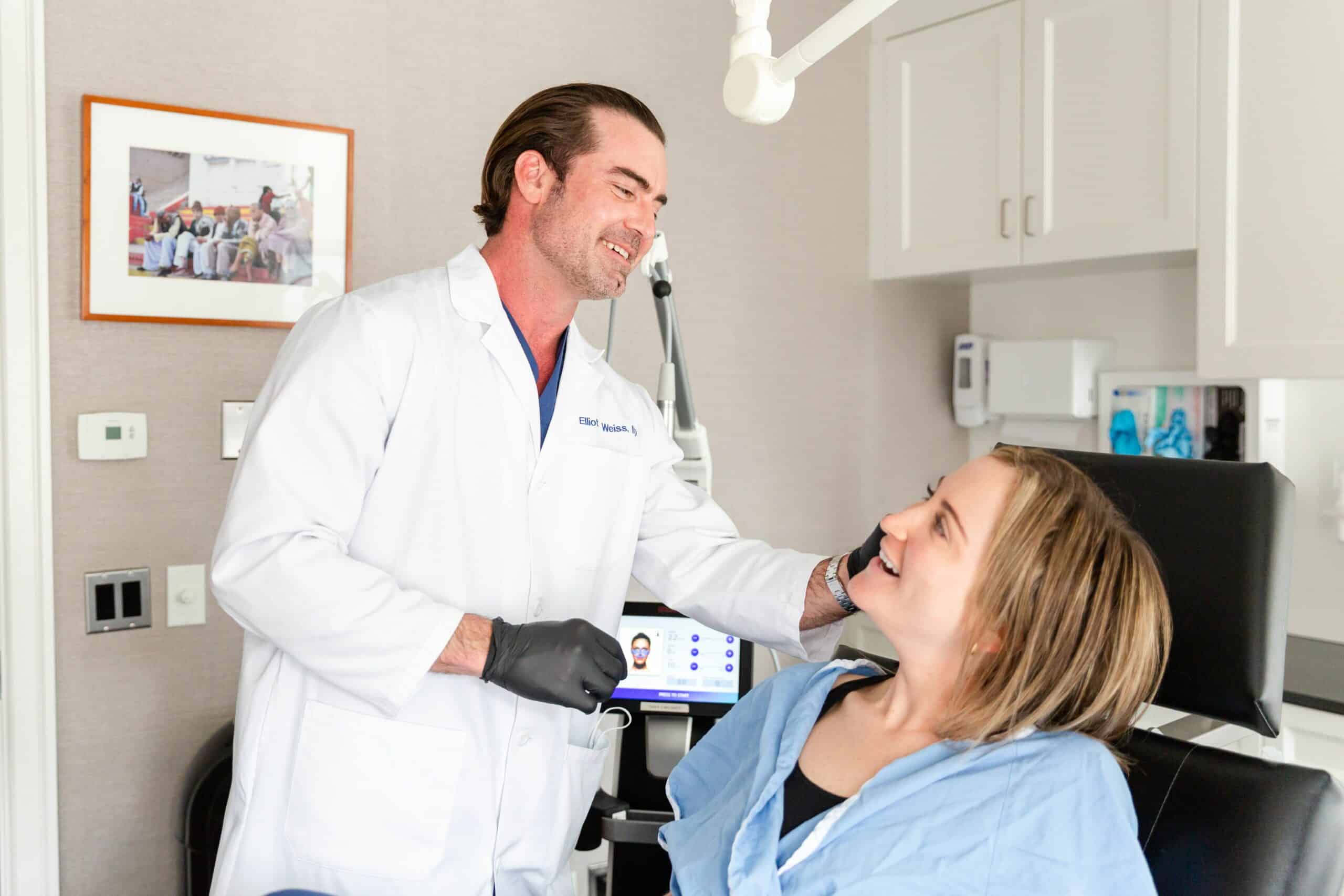 Dr. Weiss with a patient interested in a Morpheus8 treatment in New York City