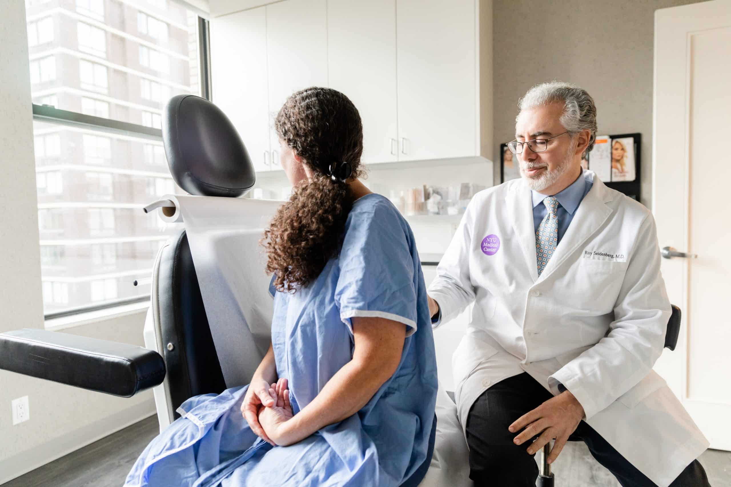 melanoma detection- NYC-NY patient undergoing a skin check from a dermatologist in NYC
